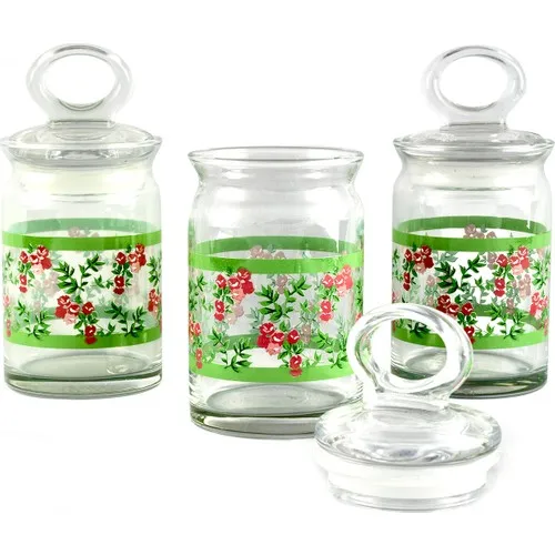 Pasabahce 95104 Floral 3'lü Jar With Lid