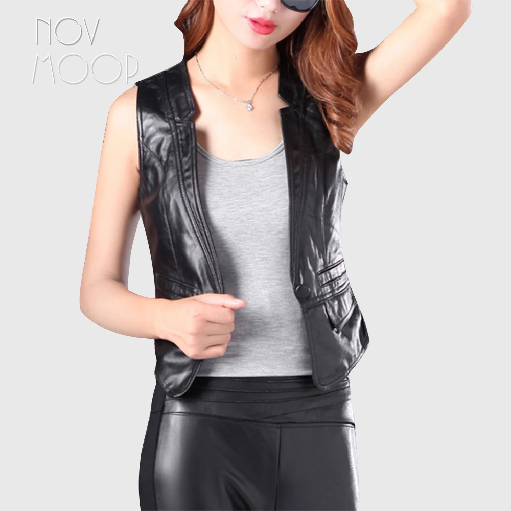 

Black genuine leather vest 100% lambskin spliced leather jacket women waistcoat chalecos mujer colete LT368 Free shipping