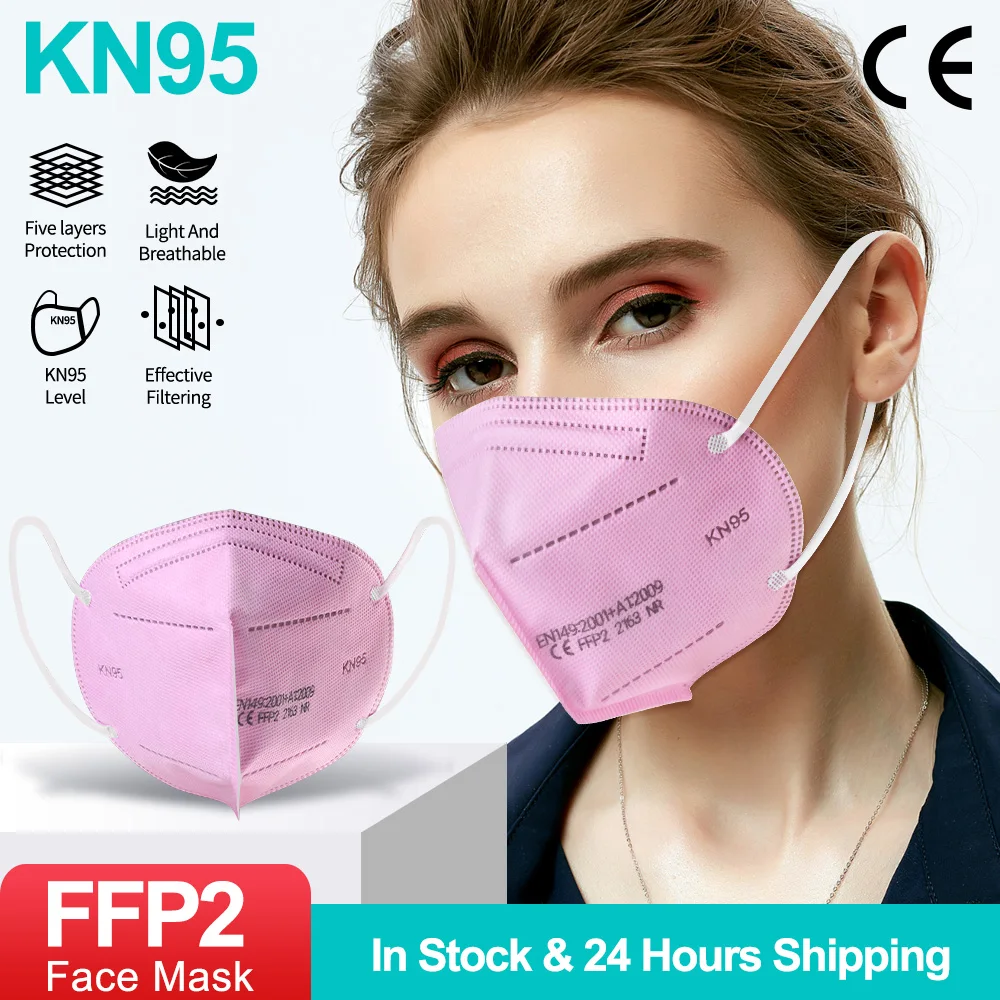 Multi Colors KN95 Masks Respirator 5-100 PCS ffp2mask Reusable Mouth Face Mask Protective Mascarillas FFP2 FPP2 Approved Black