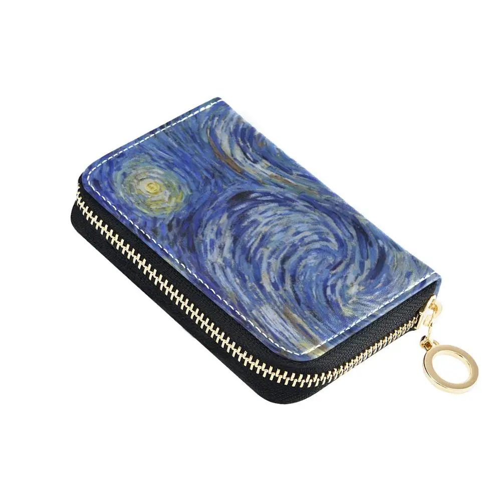 Van Gogh oil painting PU Leather 9 Bits Card Case Business Card Holder Women Credit Passport Card Bag ID Passport Card Wallet