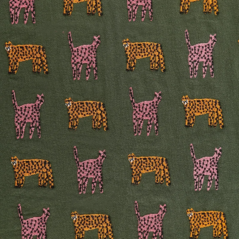Cartoon Jungle Iittle Leopard Embroidery Pattern Handmade DIY Thick Iinen Cotton Cloth Clothing Pillow Fabric