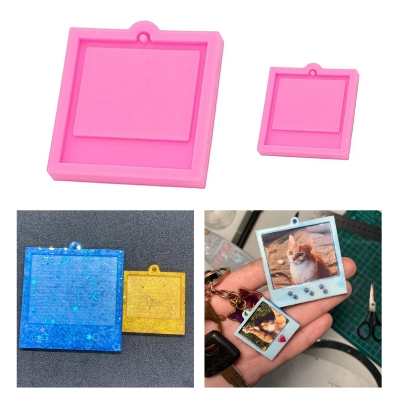 1 Set Photo Frame Keychain Epoxy Resin Mold Earring Pendant Silicone Mould DIY Crafts Polymer Clay Jewelry Necklace Mold