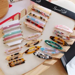 Hot Sale Fashion Acetate Acrylic Hair Clips Pin Korean Hair Accessories Tortoiseshell Geometric Acrylic Mini Hair Clip for Women