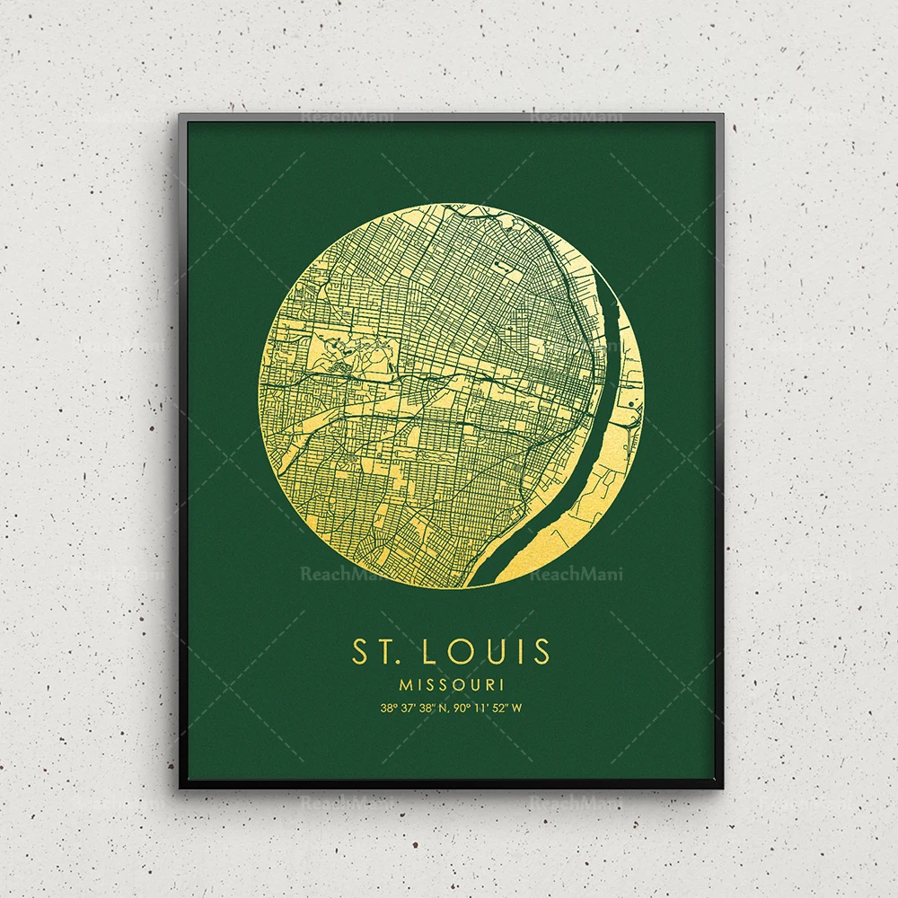 St. Louis city map print, abstract art canvas print home decor poster