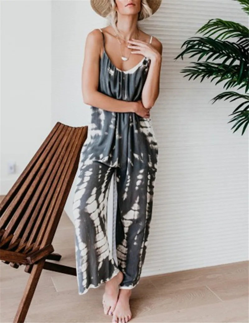 Ladies Bib Pant Suspender Trouser Loose Casual Female Women One-piece Wide Leg Romper Overalls Jumpsuits Beach Pant Streetwear