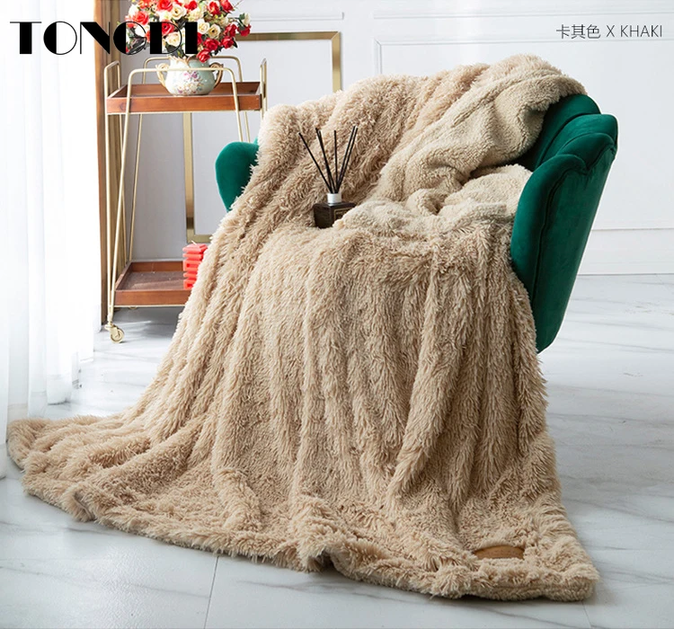 

TONGDI Plush Blanket Super Soft Warm Elegant Fannel Cashmere Woolen Blanket Decor For Winter Couch Cover Bed Sofa Bedspread