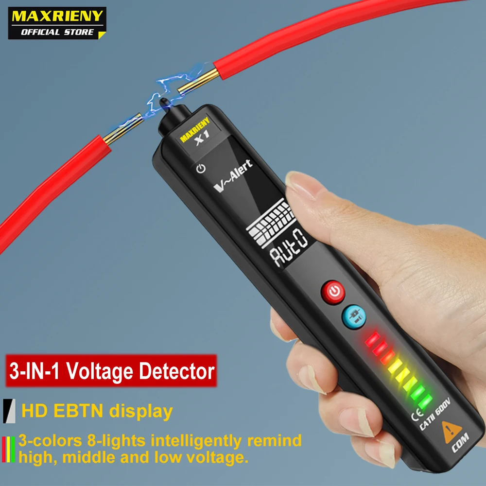 MAXRIENY X1 X2 Voltage Detector Multimeter Non-contact LCD Large Screen Smart Test Pencil Live Indicator Electric Wiring Tester