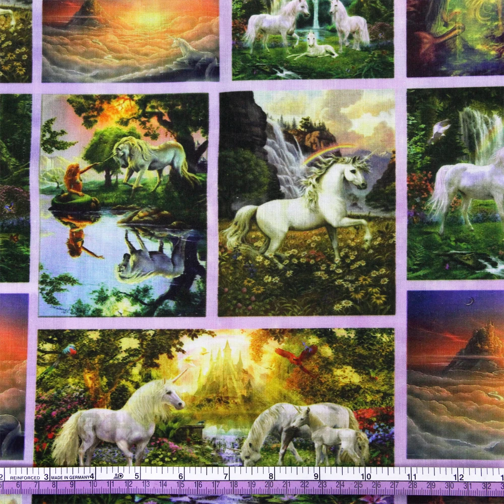 Patchwork Horse Wolf Printed Polyester Cotton Fabric for Tissue Sewing Quilting Fabrics Needlework Material DIY Handmade,c14281