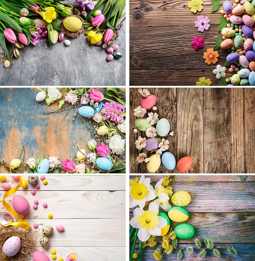 Easter Backdrop Spring Wood Floor Egg Photography Background Holiday Party Child Portrait Photo Studio Props Photozone