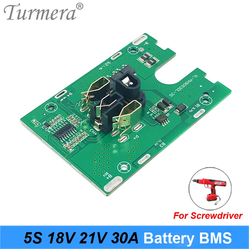 Turmera 5S 18V 21V 30A 리튬 이온 리튬 배터리 BMS 18650 배터리 스크루 드라이버 shura 충전기 보호 보드 적합 21V
