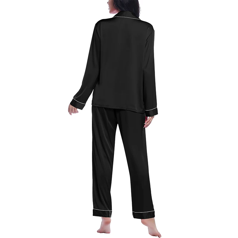 Joyaria Women Silk Satin Pajamas Pyjamas Set Long Sleeve Sleepwear Pijama Suit Female Pajamas Two Piece Set Loungewear Women