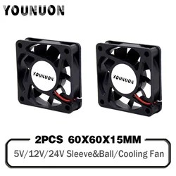 2 sztuk 6015 5V 12V 24V 2Pin bezszczotkowy DC wentylator wyciągowy 6cm 60mm 60x60x15mm sprzęt chłodnicy