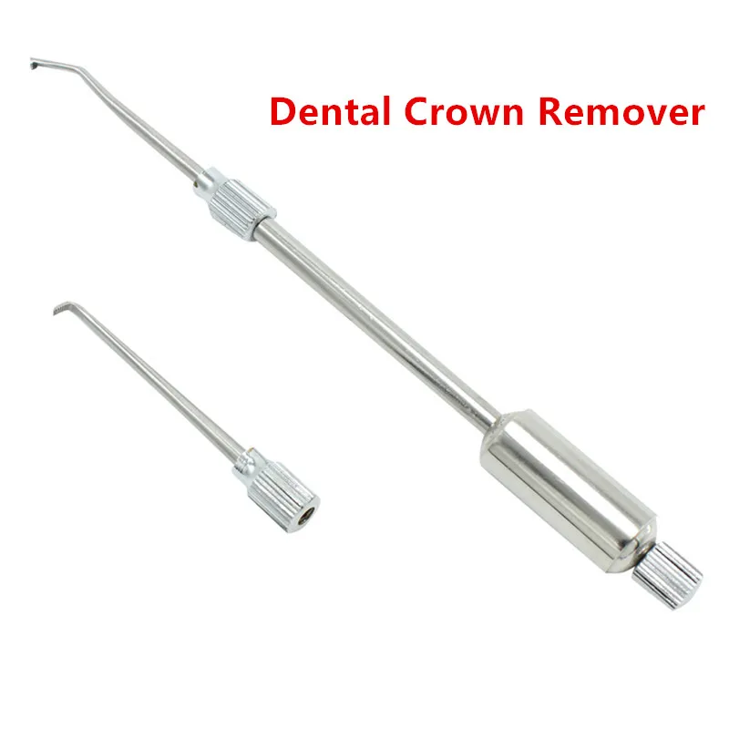 1Set Stainless Steel Dental Crown Remover 2 Tips Press Button Dentist Lab Equipment Dentist Tools Material Manual Control