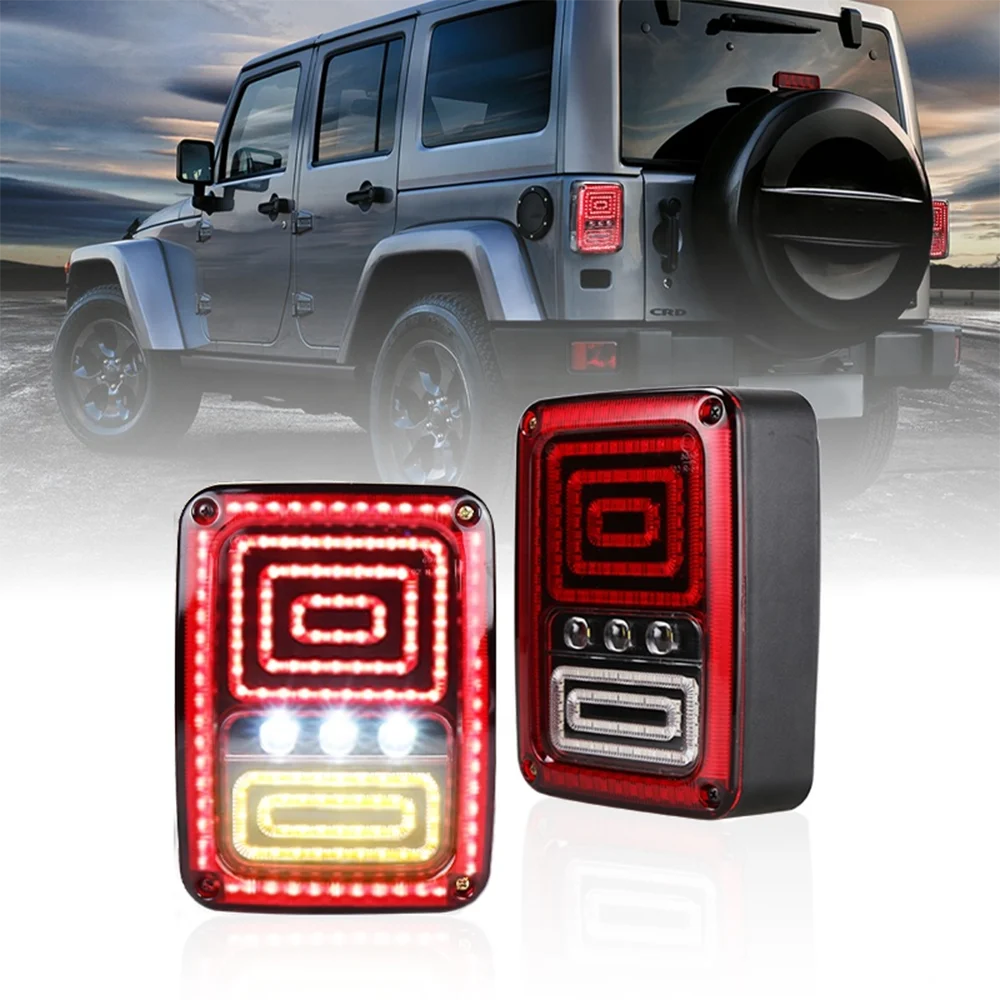 

2 Pcs EU US Version Led Tail Light with Stop Brake Turn Signal Light Led Taillight For Jeep-Wrangler JK 2007-2017