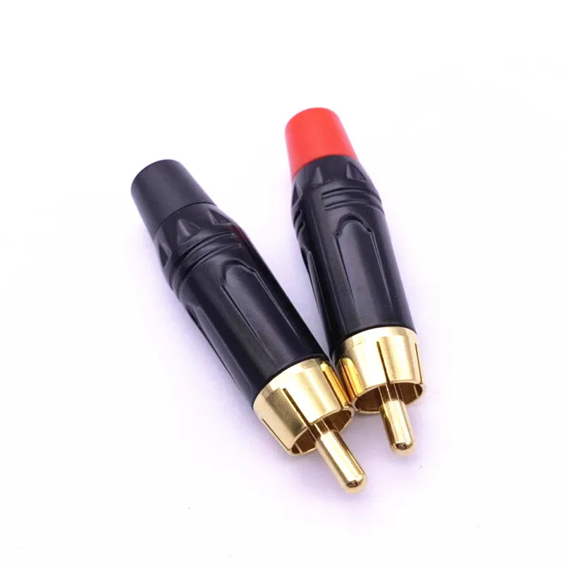 

12Pcs/lot Good Quality welding copper Gold Plated RCA Connector RCA Male plug adapter for Audio Vidiod Wire Connector plug