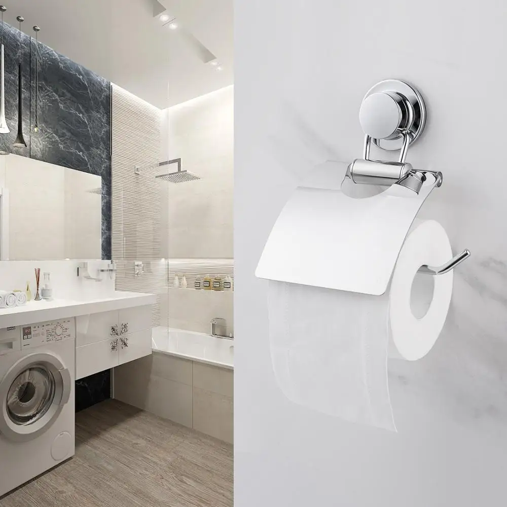 smartloc Wall Mounted Vacuum Suction Stainless Steel Toilet Paper Holder Bathroom Shelf Tissue Storage Organizer  Accessories