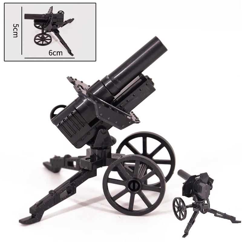 MOC Military WW2 War Cannon Howitzer The Green Heavy Machine Gun Toys Building Blocks For Children Assemble Blocks Boys Gifts