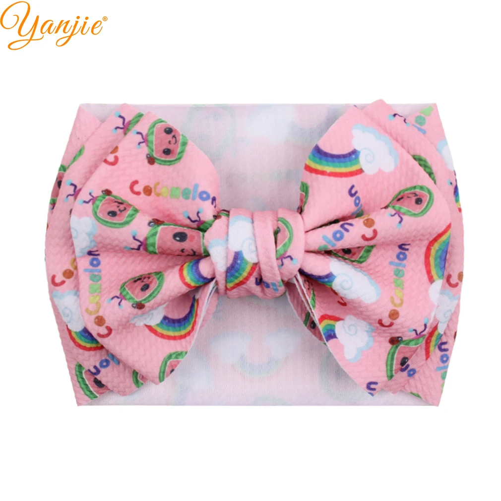 YANJIE 2023 Hot-sale Printed Bullet Fabric Hair Bow Headband Hair Style Baby Hair Accessories Headwear Head Wrap