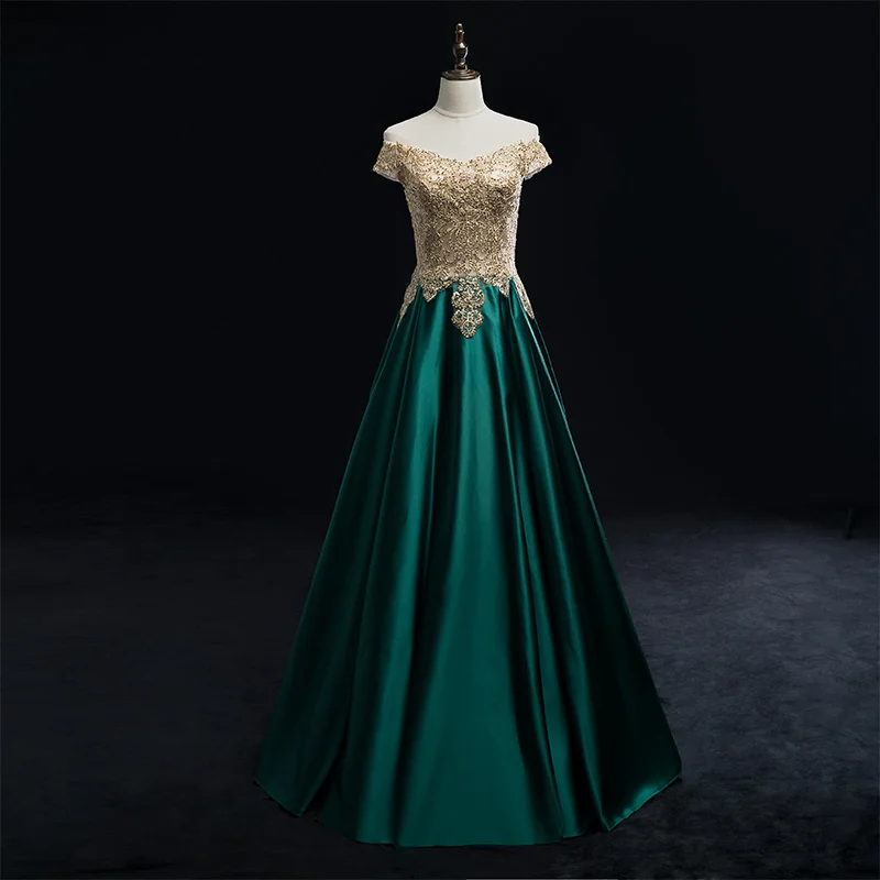 

New arrival dark green long lady girl women princess bridesmaid banquet partyprom performance ball dress gown