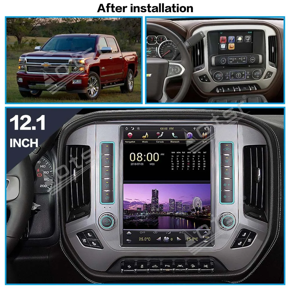 

Android Car Multimedia Radio Player Stereo For Chevrolet Silverado GMC Sierra 2014 2015 2016 2017 2018 GPS Navi Head Unit 1 Din