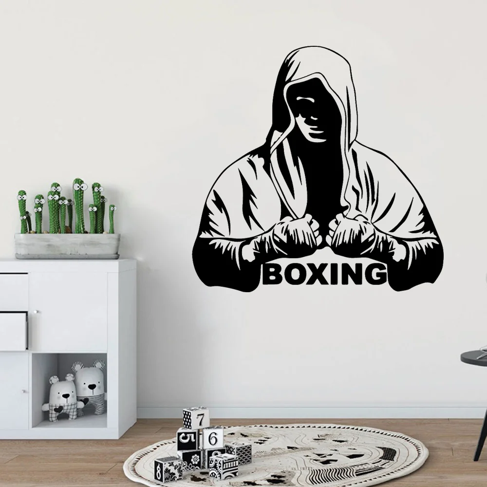 Papel tapiz de boxeo personalizado, pegatina de pared de vinilo para sala de Fitness, calcomanías artísticas, pegatinas de gimnasio, Mural de vinilo