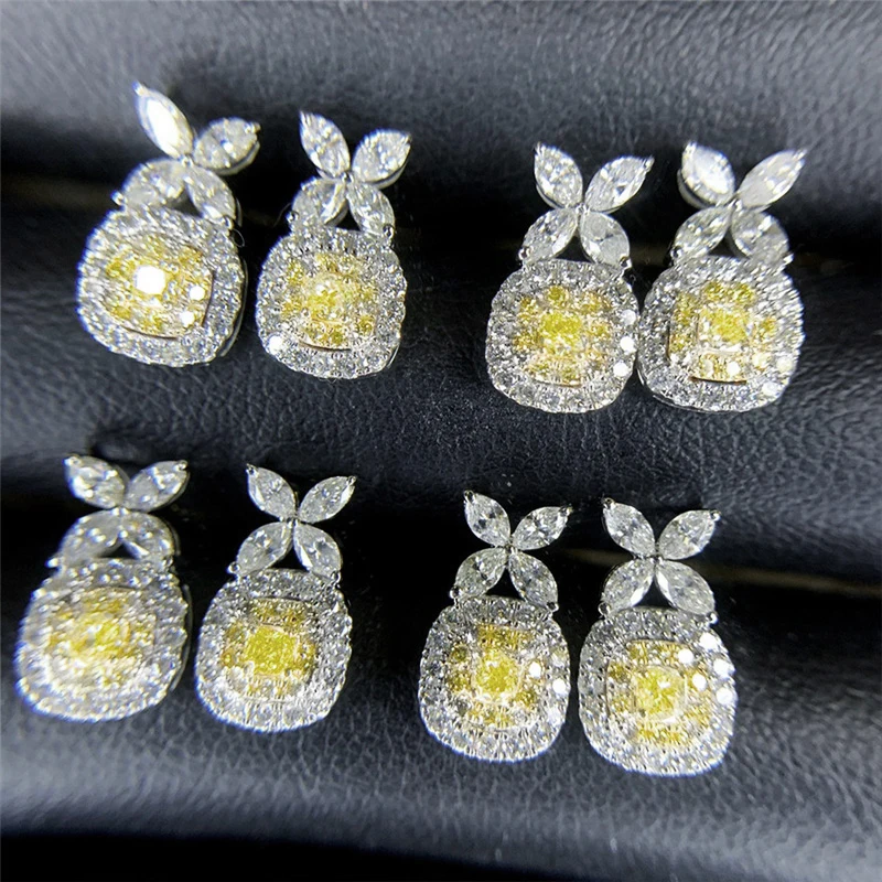 CAOSHI Dainty Female Stud Earrings with Shiny Yellow Crystal CZ Temperament Women Accessories for Party Luxury Lady Jewelry Gift