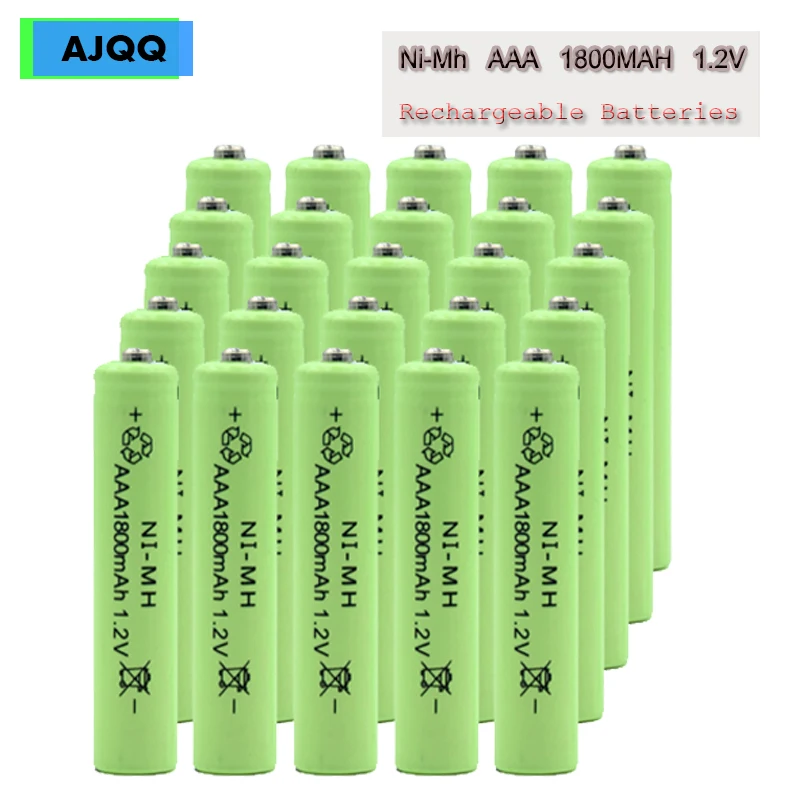 Wholesale Cheap AJQQ NI-MH ni mh ааа аккумулятор 1.2V 1800MAH Green аккумуляторы батарейки Can Be Used For Mouse Toys