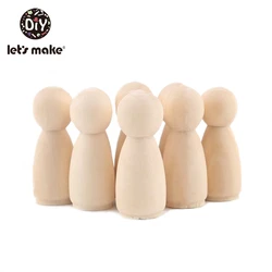 Let's Make 10PCS 65mm,55mm,43mm,35mm Wooden Peg Dolls Girl Boy Wood Dolls Kids Room Decor DIY Unfinished Wooden Peg Dolls