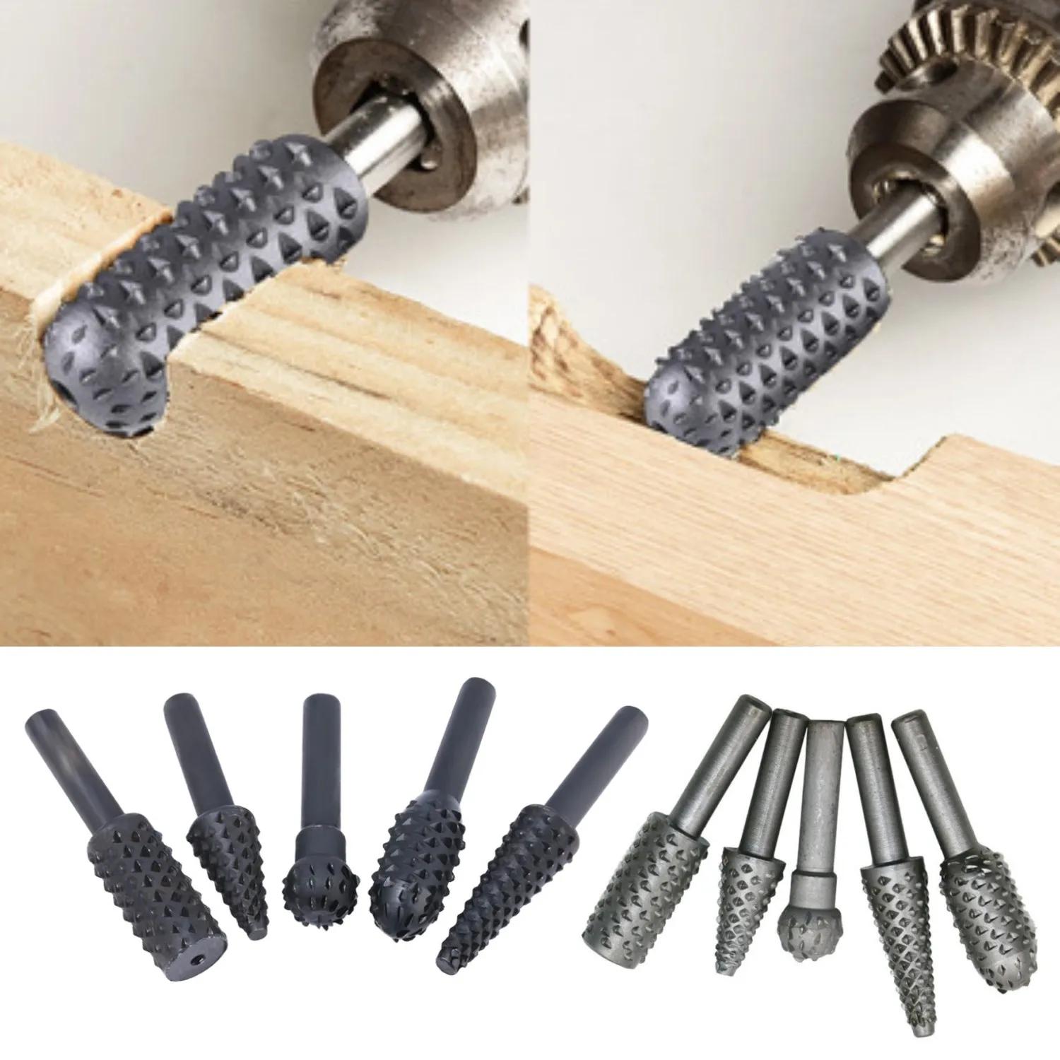 5pcs Woodworking Steel Rotary Rasp File 1/4