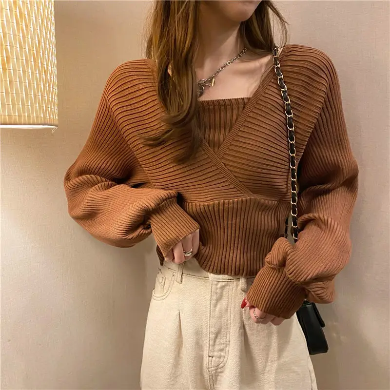 Pullovers Women Knitting Elegant Solid All Match Ladies Casual Korean Style Daily Loose Design Spring Fashion Popular College