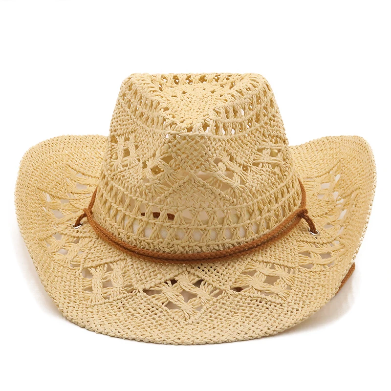 

Lady's visor hat for summer hat travel sunblock hat western cowboy hand-woven straw hat hollow out design