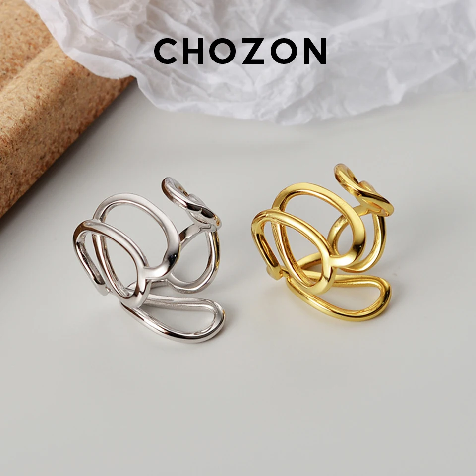 Focus Light Luxury S925 Sterling Silver Hollow Geometric round Ring for Women Ins Simple Opening Index Finger Ring Latest