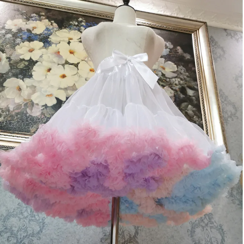 

Mingli Tengda Rainbow Skirt Support Boneless Soft Yarn Candy Lolita Cloud Support 45cm Violent Lolita Children Tulle Petticoat