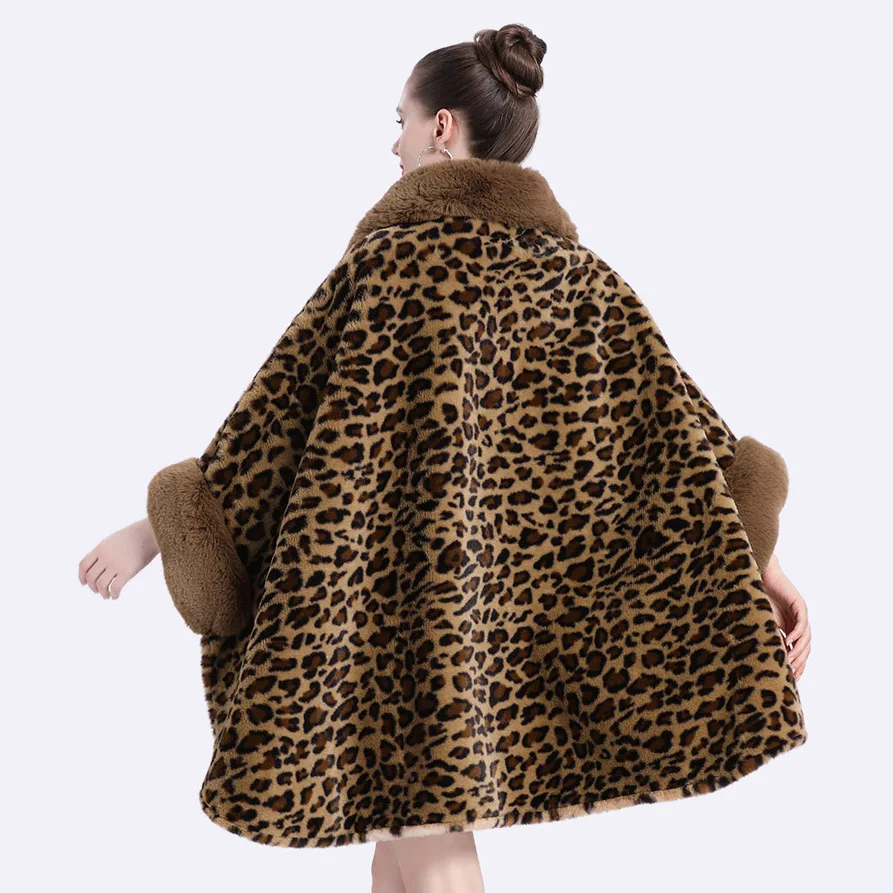 Wild Soft Plush Zebra Leopard Stripes Overcoat Faux Fur Cape Coat Wide Lapel Women Autumn Winter Thick Warm Cardigan Parka Loose