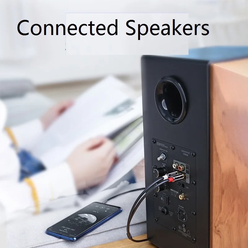 Ugreen Cabo de áudio RCA 3,5 mm Jack 2 macho para 3,5 linha de áudio Aux para home theater fone de ouvido PC