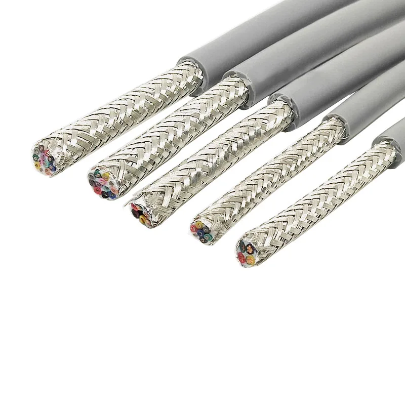 5Meters STP TRVVPS  Copper Cable 20/18/17AWG 2/4/6/8Cores Twisted Pair Core Shielded PVC Insulated Gray Drag Chain Soft Cable