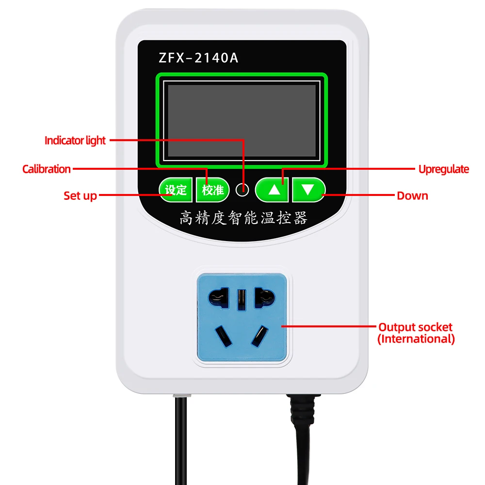 ZFX-2140A Hoge Precisie Intelligente Thermostaat Microcomputer Thermostaat Temperatuurregelaar Switch (Us Plug) 2200W-3500W