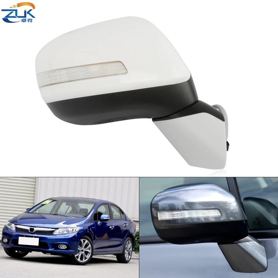 ZUK Left Right Exterior Rearview Side Mirror Assy For HONDA CIVIC FB2 FB3 2012 2013 2014 2015 5-PINS With LED Turn Signal Lamp