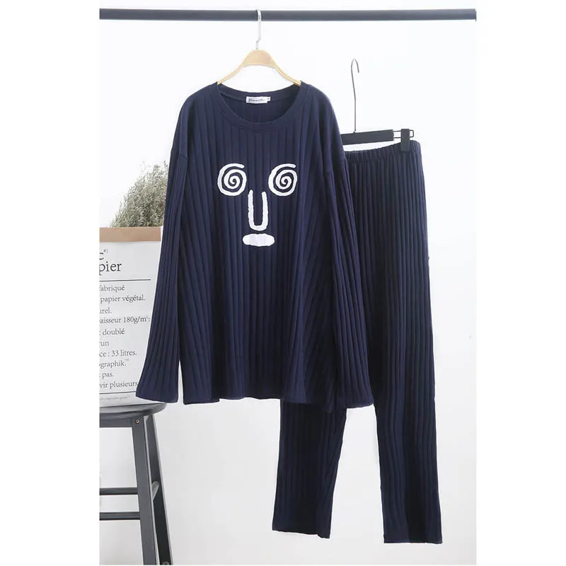 140Kg Plus size cotton pajamas men's casual long-sleeved trousers pit strip bust 150cm 5XL 6XL ghost home service suit 3 colors