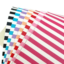 Stripe Macaroon Color Printing Flower PVC PU Leatherette Fabric Cartoon DIY Hairs Bow Toy Craft Decor Handmade Sheet