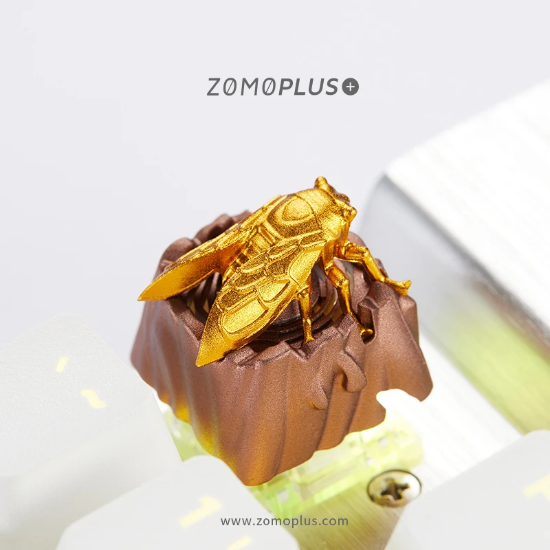 ZOMO Key cap mechanical keyboards keycap personality design,Animal modeling Golden Cicada aluminum alloy keycaps Cherry MX axis