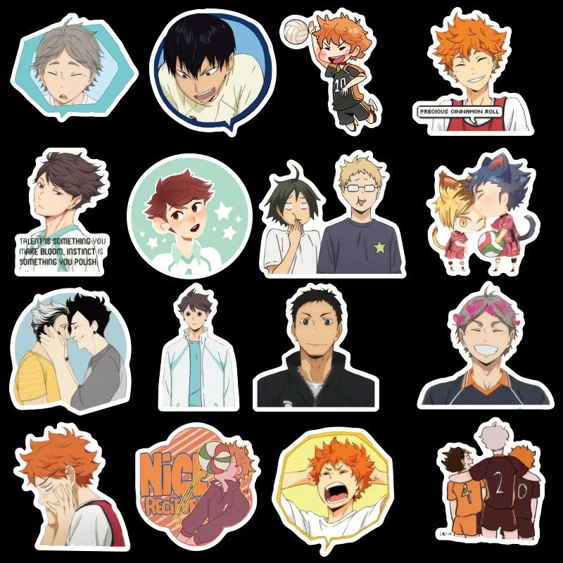 50pcs haikyuu Waterproof Stickers Cartoon Graffiti Sticker Stickers For Laptop Luggage Skateboard Phone Decals DIY Scrapbooking