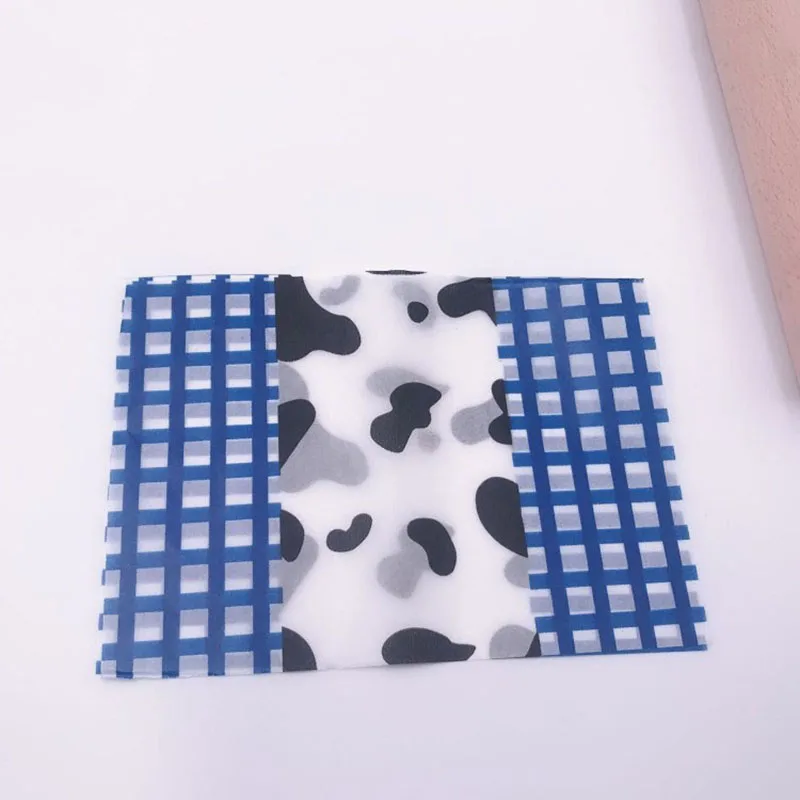 100pcs/lot Cartoon Cow Gift Bonbon Oil Paper Baptism Sugar Pack Bag Blue Fence Grid Milk Fleck Nougat Baby Shower Wrapping Paper