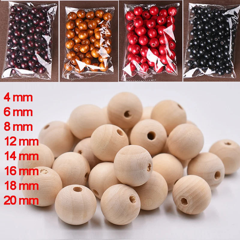 Natural Wood Round Beads Lead-Free Balls Loose Wood Bead Jewelry Making Bracelet Necklace DIY Handmade  Craft Decor Accessories