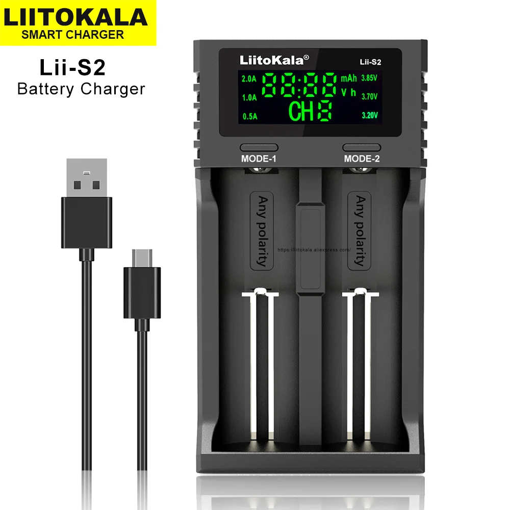 LiitoKala Lii-402 Lii-S2 Lii-202 Lii-500 Lii-PD4 3.7V 3.2V 18650 18350 18500 21700 14500 26650 AA NiMH Lithium-Battery Charger