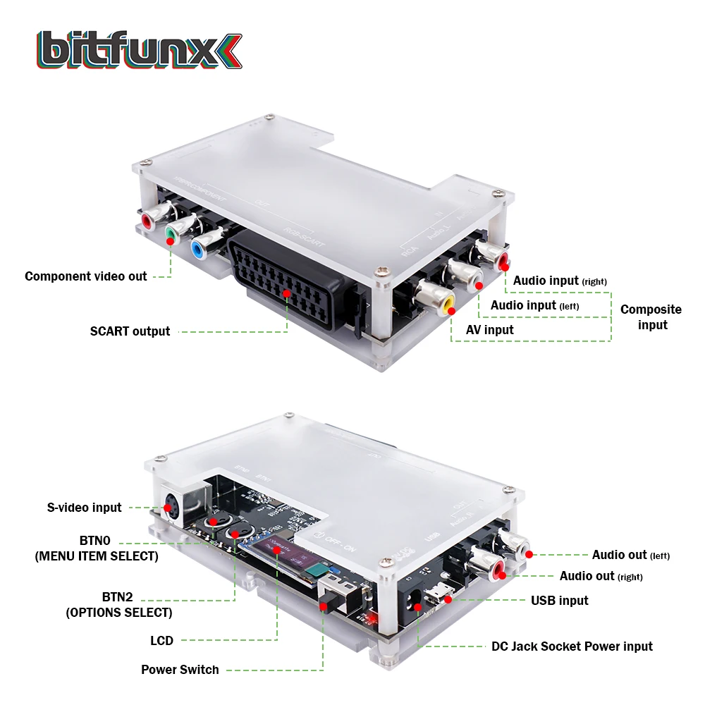 Bitfunx OSSC Add-on Board Linedouble and Smoothing Converter Composite and S-video Input for PS One N64 NGC Retro Game Consoles