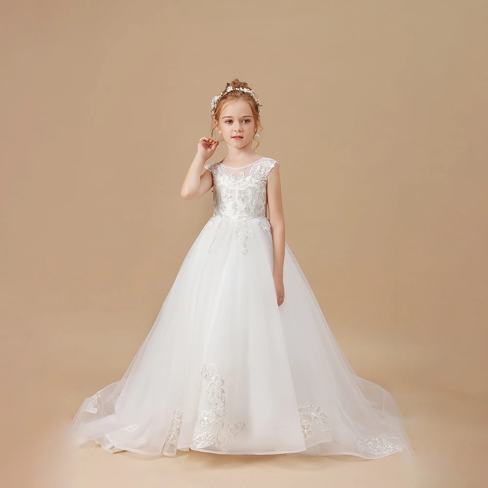 Elegant Flower Girl Dress Wedding Birthday Evening Party Festivity Celebration Pageant Ball-Gown Event Prom Banquet For Children