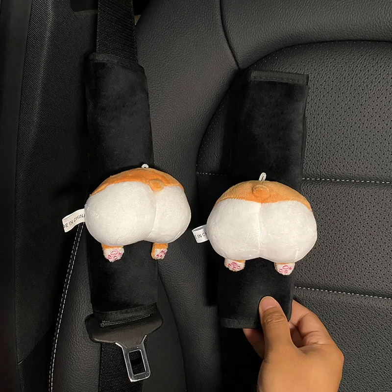 2szt Cute Cartoon Plush Car Seat Belt Cover Shoulder Cushion Animal Seatbelt Shoulder Pads Children Protector Akcesoria samochodowe