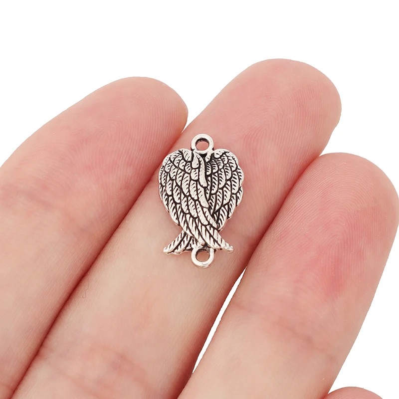 

50 x Tibetan Silver Tone Angel Wings Connector Charms Pendants for DIY Bracelet Jewelry Making Findings Accessories