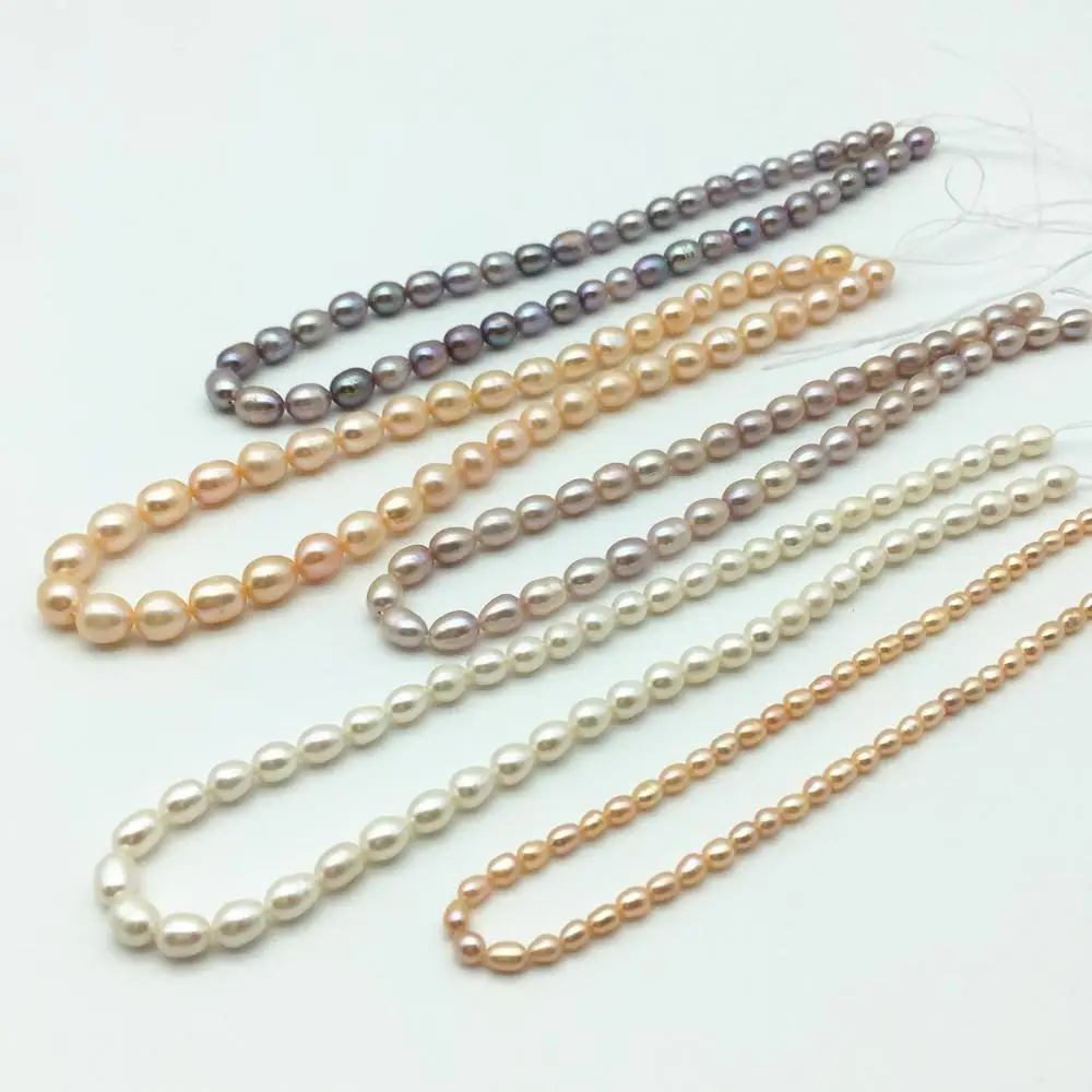 

MADALENA SARARA 6-7mm Rice Shape Freshwater Pearl Strand 5pcs/lot For DIY Jewelry Making 18"